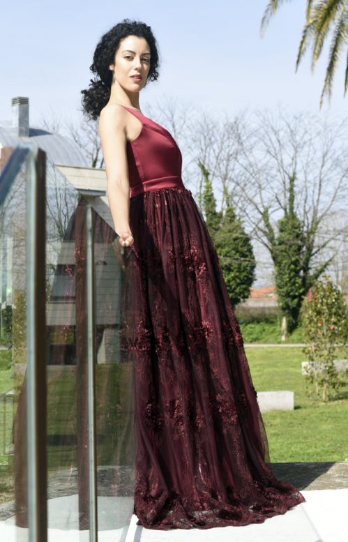 Vestido largo Carmín